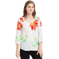 Flowers Art T- Shirtflowers T- Shirt (2) Chiffon Quarter Sleeve Blouse by maxcute