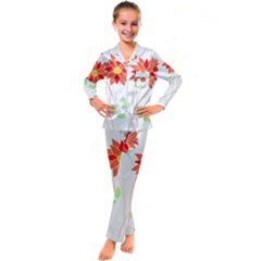 Flowers Art T- Shirtflowers T- Shirt (2) Kid s Satin Long Sleeve Pajamas Set by maxcute