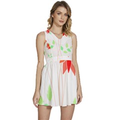 Flowers Art T- Shirtflowers T- Shirt (2) Sleeveless High Waist Mini Dress