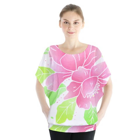 Flowers Art T- Shirtflowers T- Shirt (21) Batwing Chiffon Blouse by maxcute