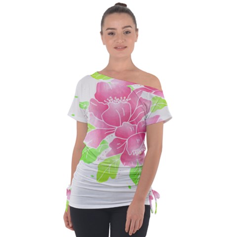 Flowers Art T- Shirtflowers T- Shirt (21) Off Shoulder Tie-up Tee by maxcute