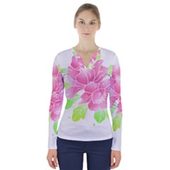 Flowers Art T- Shirtflowers T- Shirt (21) V-neck Long Sleeve Top by maxcute