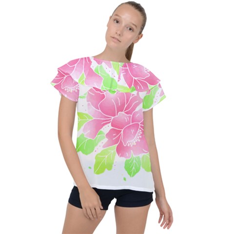 Flowers Art T- Shirtflowers T- Shirt (21) Ruffle Collar Chiffon Blouse by maxcute