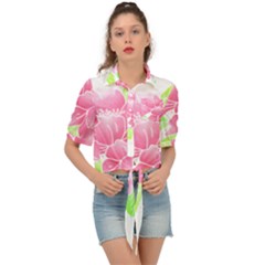 Flowers Art T- Shirtflowers T- Shirt (21) Tie Front Shirt  by maxcute