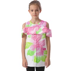 Flowers Art T- Shirtflowers T- Shirt (21) Fold Over Open Sleeve Top