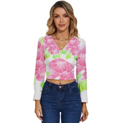 Flowers Art T- Shirtflowers T- Shirt (21) Long Sleeve V-neck Top