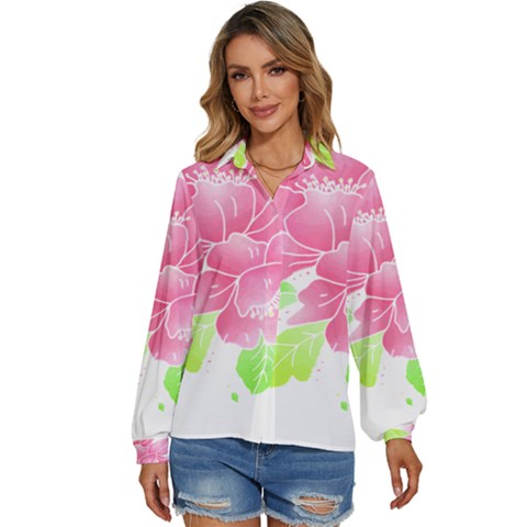 Flowers Art T- Shirtflowers T- Shirt (21) Women s Long Sleeve Button Down Shirt by maxcute