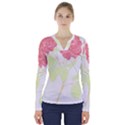 Flowers Art T- Shirtflowers T- Shirt (22) V-Neck Long Sleeve Top View1