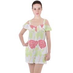 Flowers Art T- Shirtflowers T- Shirt (22) Ruffle Cut Out Chiffon Playsuit by maxcute