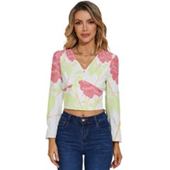 Flowers Art T- Shirtflowers T- Shirt (22) Long Sleeve V-neck Top