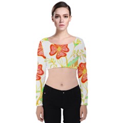 Flowers Art T- Shirtflowers T- Shirt (23) Velvet Long Sleeve Crop Top by maxcute