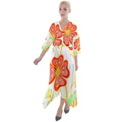 Flowers Art T- Shirtflowers T- Shirt (23) Quarter Sleeve Wrap Front Maxi Dress by maxcute