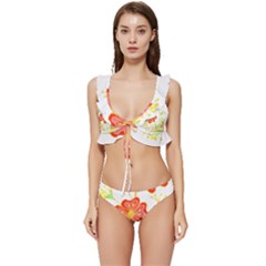 Flowers Art T- Shirtflowers T- Shirt (23) Low Cut Ruffle Edge Bikini Set