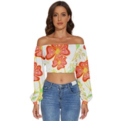 Flowers Art T- Shirtflowers T- Shirt (23) Long Sleeve Crinkled Weave Crop Top by maxcute