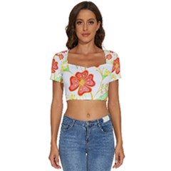 Flowers Art T- Shirtflowers T- Shirt (23) Short Sleeve Square Neckline Crop Top  by maxcute