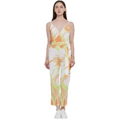 Flowers Art T- Shirtflowers T- Shirt (24) V-neck Spaghetti Strap Tie Front Jumpsuit by maxcute