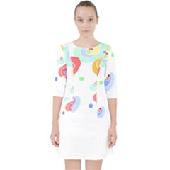 Flowers Art T- Shirtflowers T- Shirt (3) Quarter Sleeve Pocket Dress