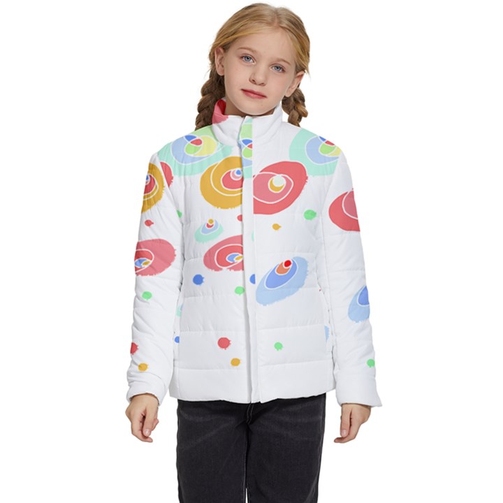 Flowers Art T- Shirtflowers T- Shirt (3) Kids  Puffer Bubble Jacket Coat