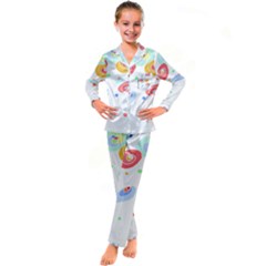 Flowers Art T- Shirtflowers T- Shirt (3) Kid s Satin Long Sleeve Pajamas Set by maxcute