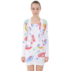 Flowers Art T- Shirtflowers T- Shirt (3) V-neck Bodycon Long Sleeve Dress by maxcute