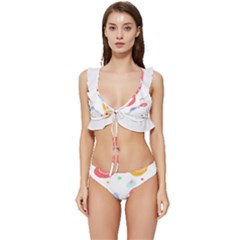 Flowers Art T- Shirtflowers T- Shirt (3) Low Cut Ruffle Edge Bikini Set by maxcute