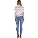 Flowers Art T- Shirtflowers T- Shirt (3) Puffed Short Sleeve Button Up Jacket View4