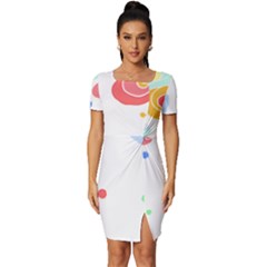 Flowers Art T- Shirtflowers T- Shirt (3) Fitted Knot Split End Bodycon Dress