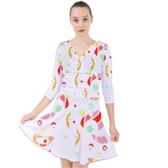 Flowers Art T- Shirtflowers T- Shirt (6) Quarter Sleeve Front Wrap Dress by maxcute