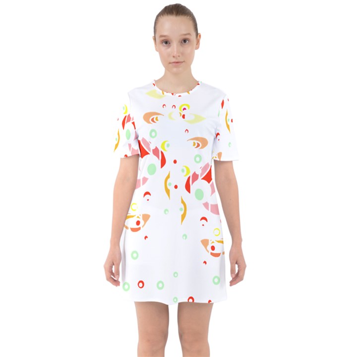 Flowers Art T- Shirtflowers T- Shirt (6) Sixties Short Sleeve Mini Dress