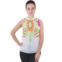 Flowers Art T- Shirtflowers T- Shirt (7) Mock Neck Chiffon Sleeveless Top by maxcute