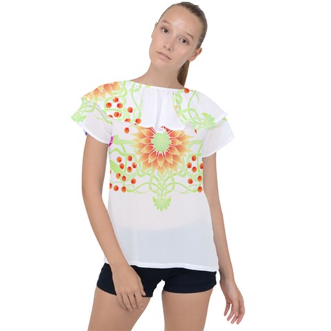 Flowers Art T- Shirtflowers T- Shirt (7) Ruffle Collar Chiffon Blouse by maxcute