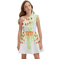 Flowers Art T- Shirtflowers T- Shirt (7) Kids  One Shoulder Party Dress by maxcute