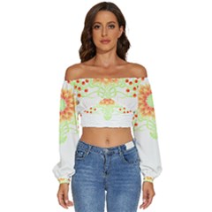 Flowers Art T- Shirtflowers T- Shirt (7) Long Sleeve Crinkled Weave Crop Top