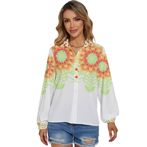 Flowers Art T- Shirtflowers T- Shirt (7) Women s Long Sleeve Button Down Shirt by maxcute