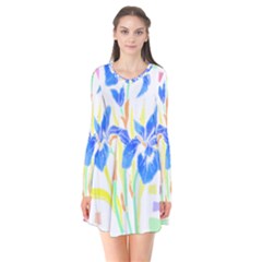 Flowers Art T- Shirtflowers T- Shirt (8) Long Sleeve V-neck Flare Dress by maxcute