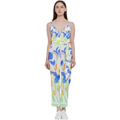 Flowers Art T- Shirtflowers T- Shirt (8) V-neck Spaghetti Strap Tie Front Jumpsuit by maxcute