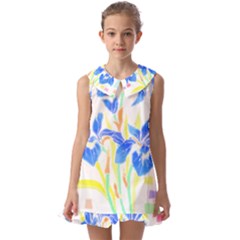 Flowers Art T- Shirtflowers T- Shirt (8) Kids  Pilgrim Collar Ruffle Hem Dress