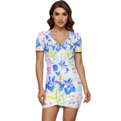 Flowers Art T- Shirtflowers T- Shirt (8) Low Cut Cap Sleeve Mini Dress