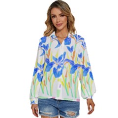 Flowers Art T- Shirtflowers T- Shirt (8) Women s Long Sleeve Button Down Shirt