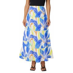 Flowers Art T- Shirtflowers T- Shirt (8) Tiered Ruffle Maxi Skirt