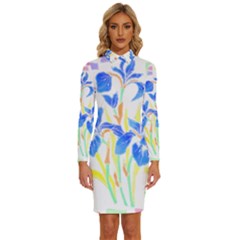 Flowers Art T- Shirtflowers T- Shirt (8) Long Sleeve Shirt Collar Bodycon Dress