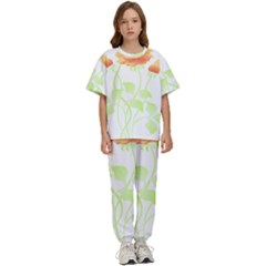 Flowers Art T- Shirtflowers T- Shirt (9) Kids  Tee And Pants Sports Set