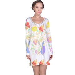 Flowers Art T- Shirtflowers T- Shirt Long Sleeve Nightdress by maxcute