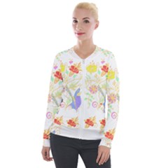 Flowers Art T- Shirtflowers T- Shirt Velvet Zip Up Jacket by maxcute