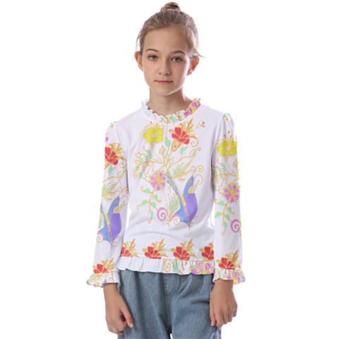 Flowers Art T- Shirtflowers T- Shirt Kids  Frill Detail Tee by maxcute