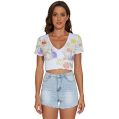 Flowers Art T- Shirtflowers T- Shirt V-neck Crop Top