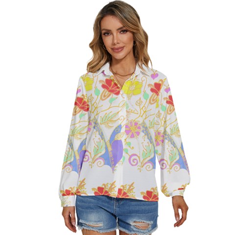 Flowers Art T- Shirtflowers T- Shirt Women s Long Sleeve Button Down Shirt by maxcute