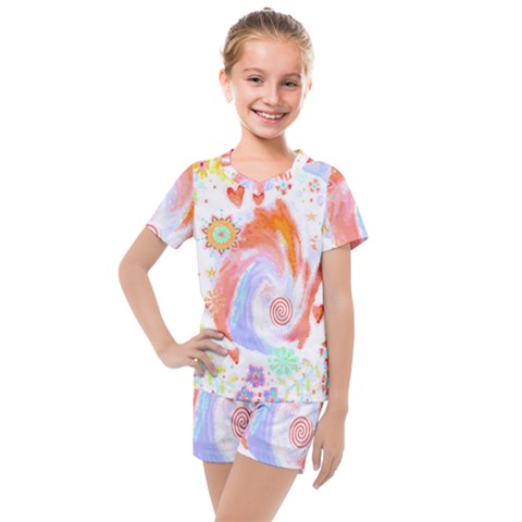 Flowers Blooming T- Shirt Coming Through  T- Shirt Kids  Mesh Tee And Shorts Set by maxcute