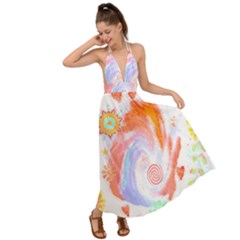 Flowers Blooming T- Shirt Coming Through  T- Shirt Backless Maxi Beach Dress by maxcute