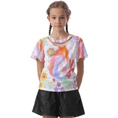 Flowers Blooming T- Shirt Coming Through  T- Shirt Kids  Front Cut Tee by maxcute